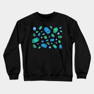 Blue gemstones pattern (black version) Crewneck Sweatshirt